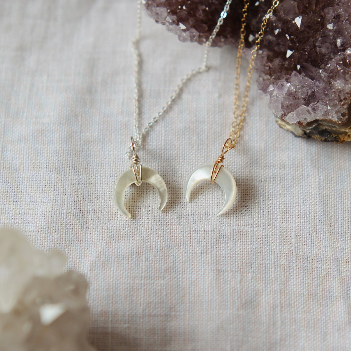 Crescent Moon Necklace | White Mother of Pearl