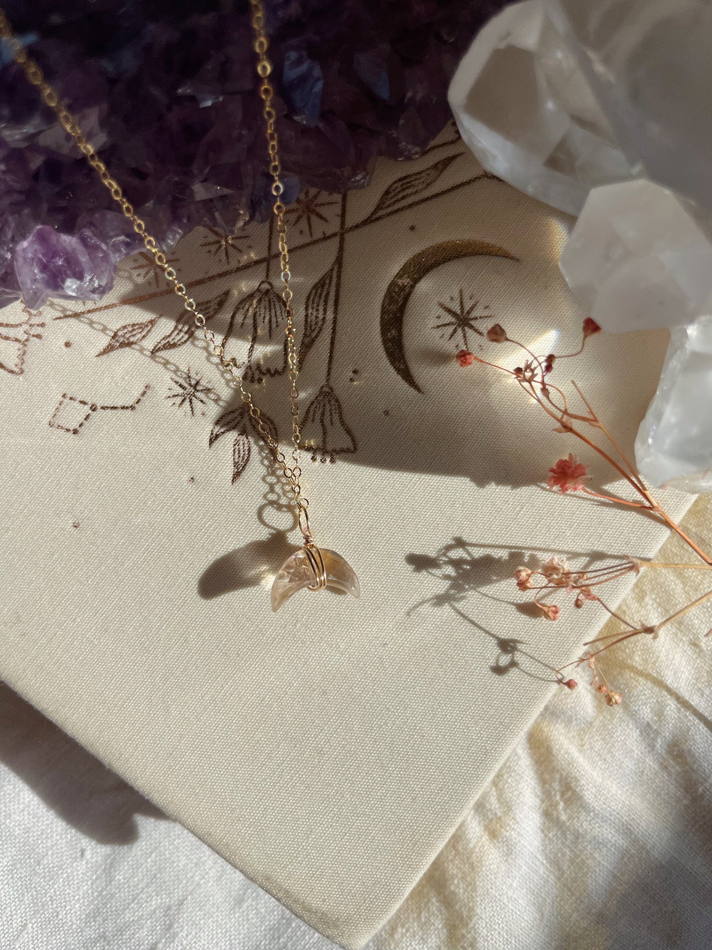 Crescent Moon Necklace | Ametrine