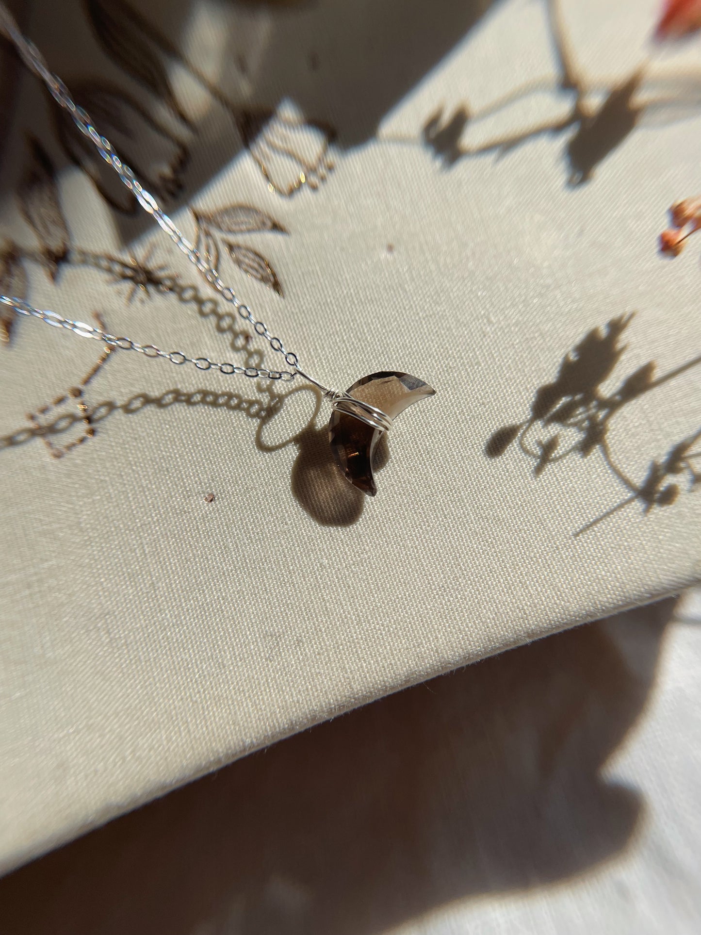Crescent Moon Necklace | Smoky Quartz
