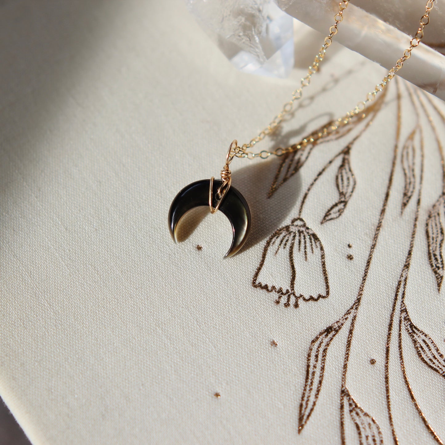 Crescent Moon Necklace | Black Mother of Pearl
