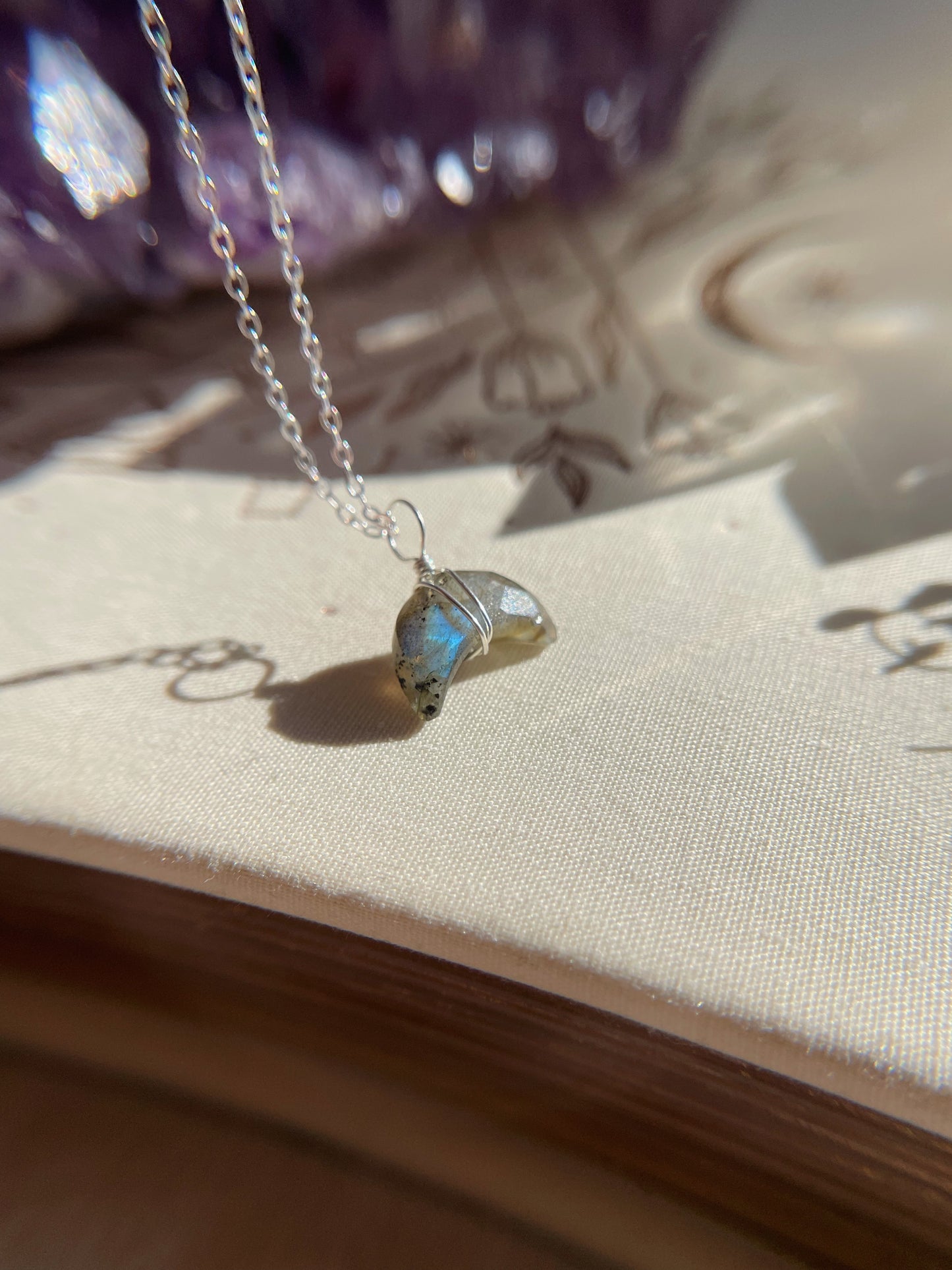 Crescent Moon Necklace - Labradorite
