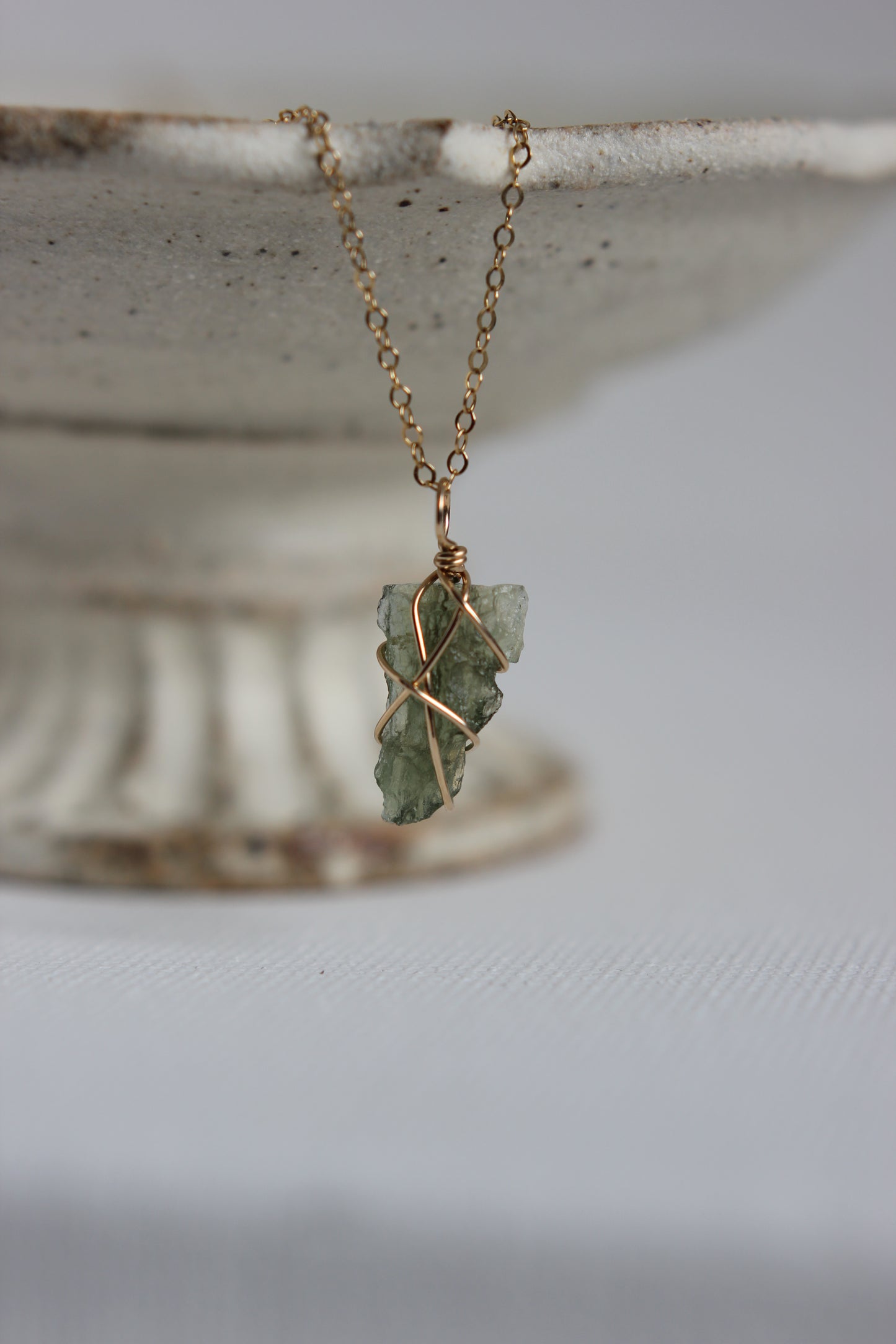 Moldavite Necklace Charm | gold-filled