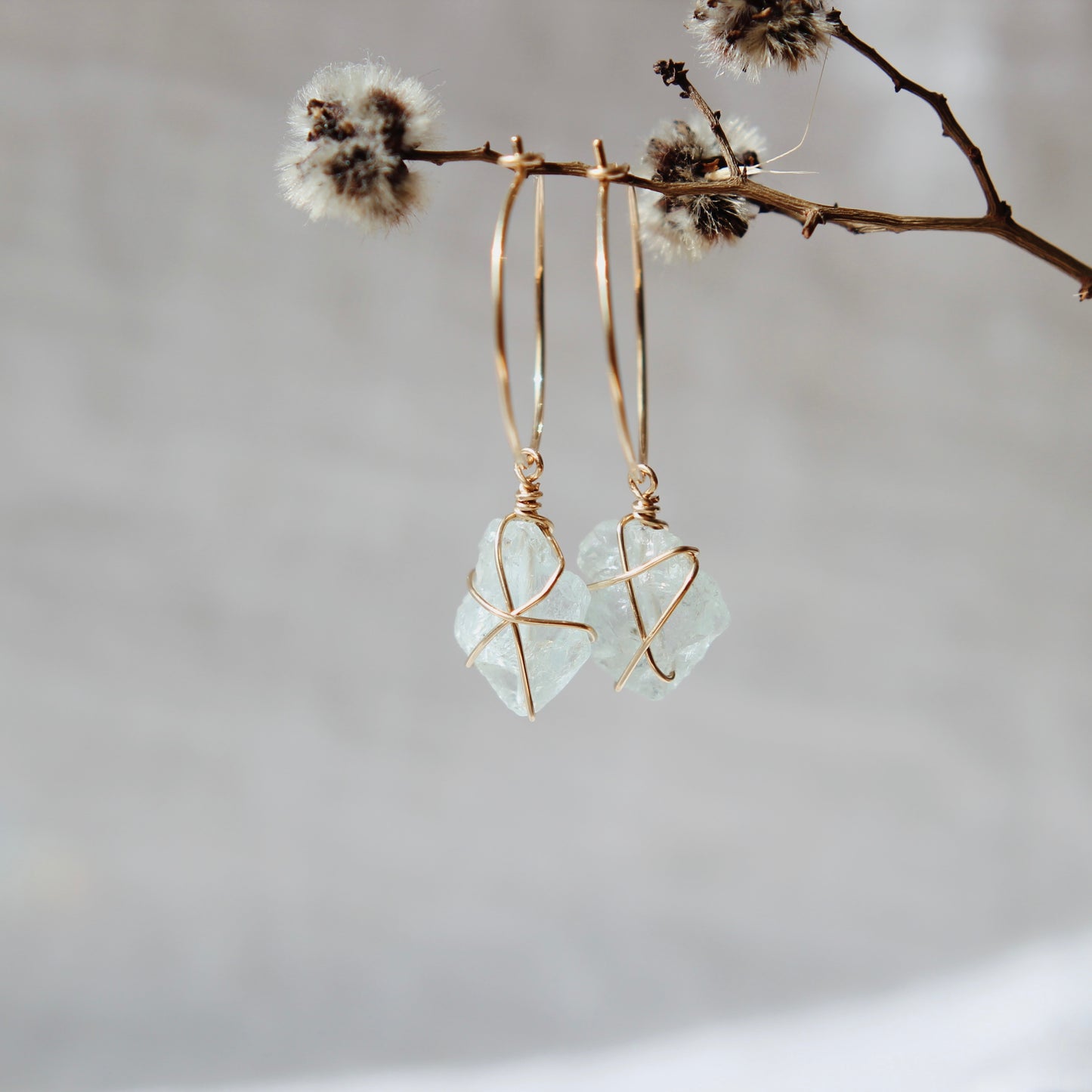 Aquamarine Hoops - Gold Filled | ONE OF A KIND & READY TO SHIP