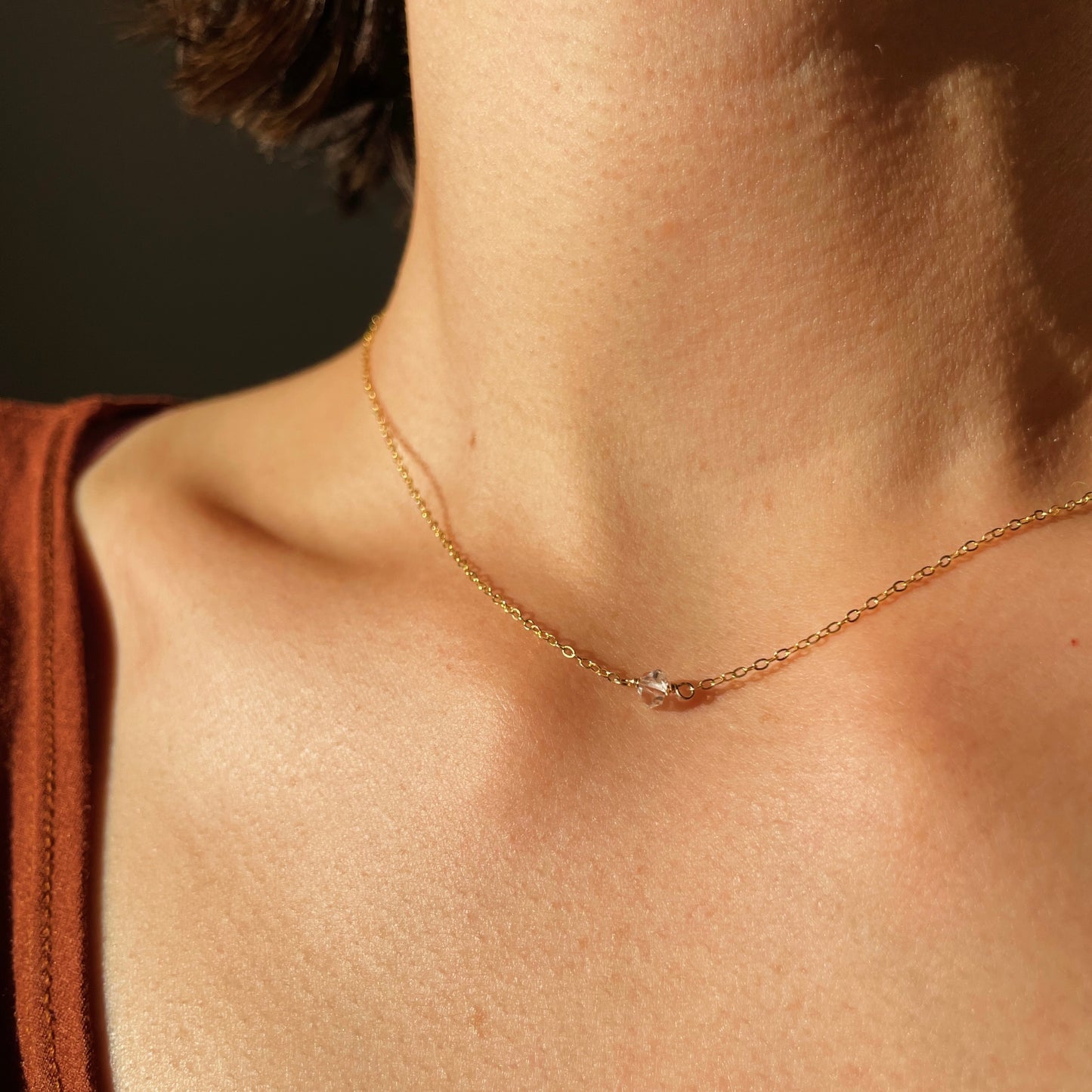 Herkimer Diamond Necklace – Gold Filled