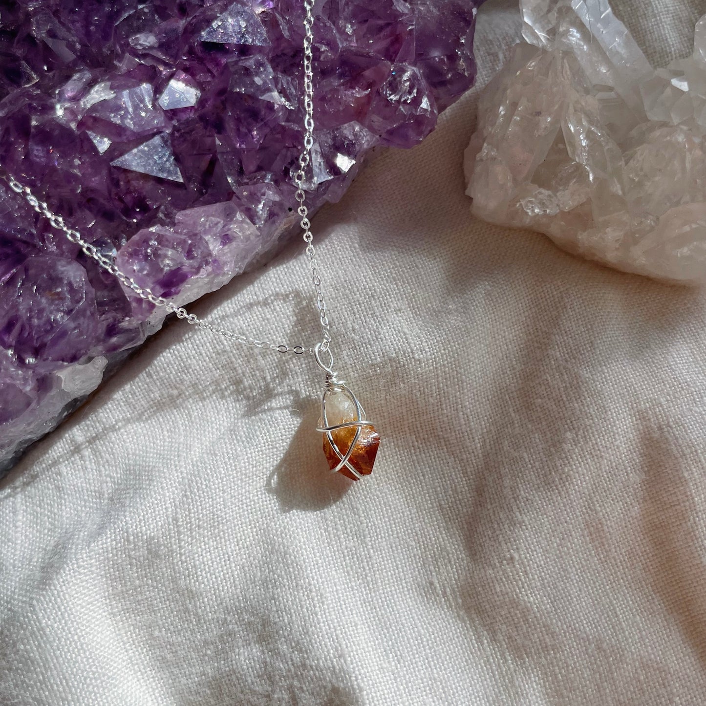 Citrine Necklace – Sterling Silver