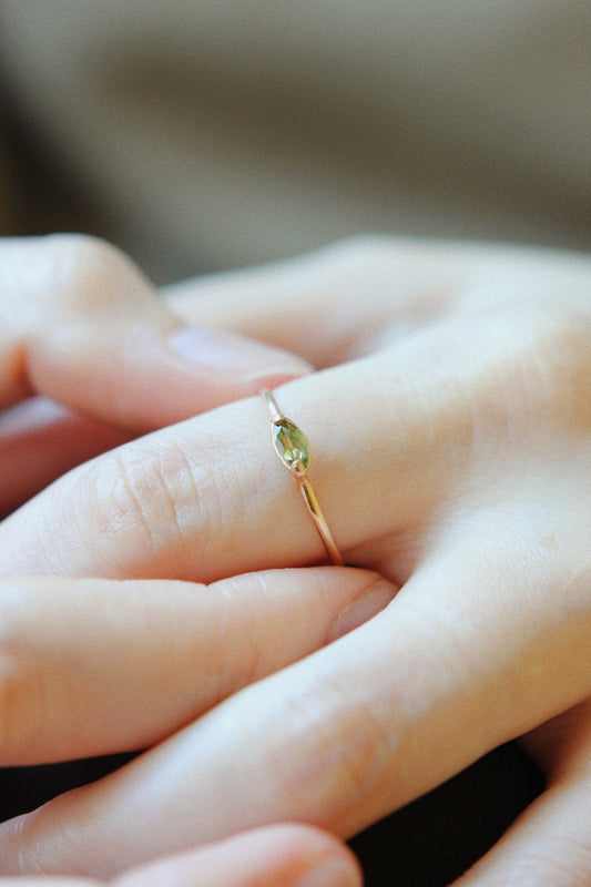 Green Tourmaline ring | gold-filled | size 9.5