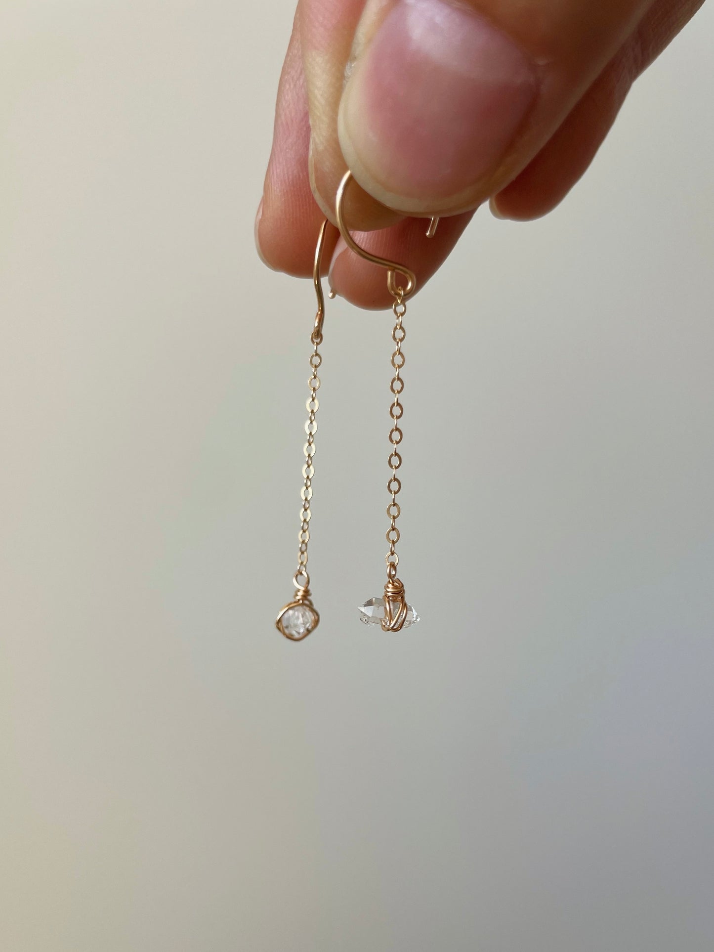 Herkimer Diamond Shizuku Earrings - Gold Filled