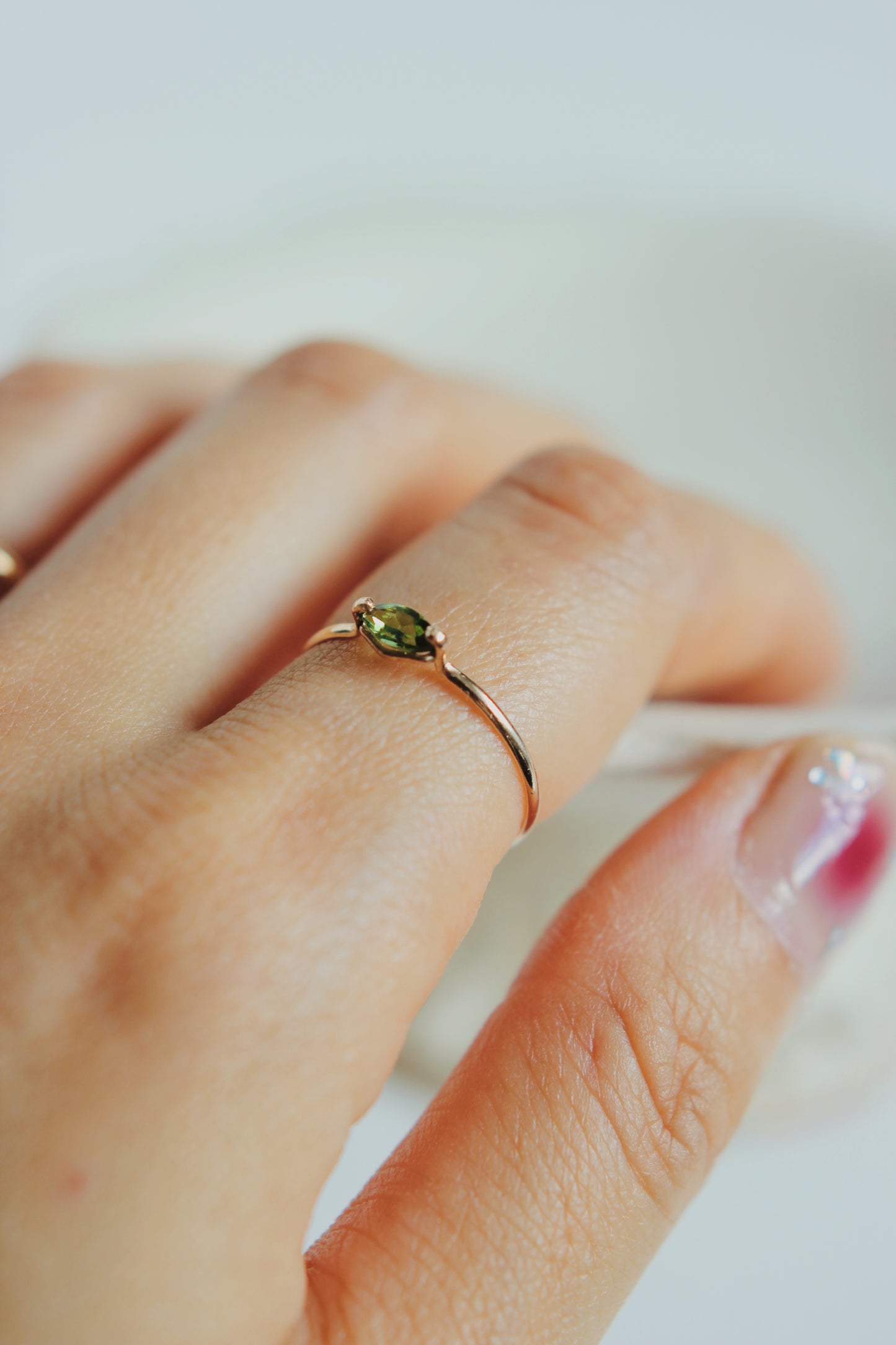 Green Tourmaline ring | gold-filled | size 7.25