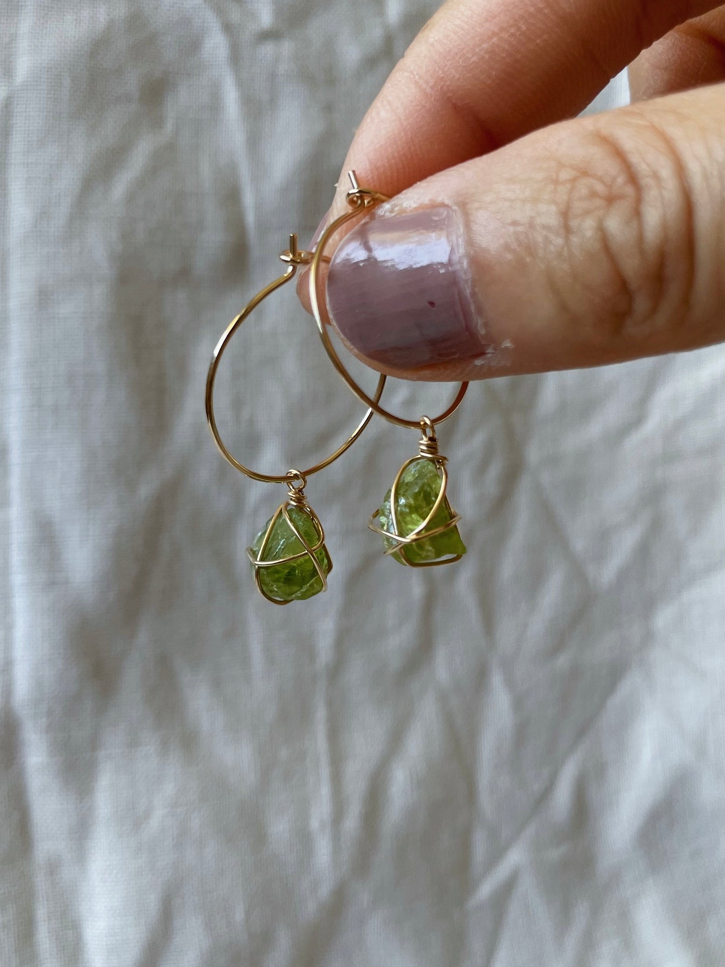 Peridot Hoops | ONE OF A KIND & READY TO SHIP