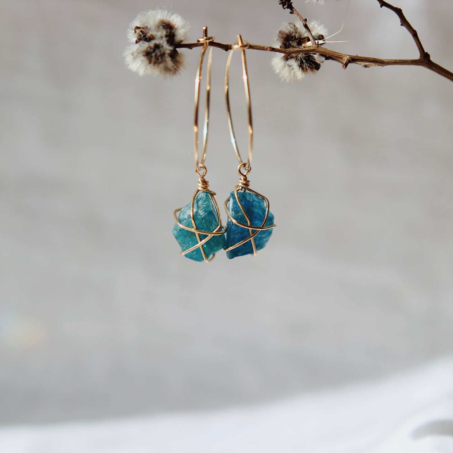 Apatite Hoops - Gold Filled | ONE OF A KIND & READY TO SHIP