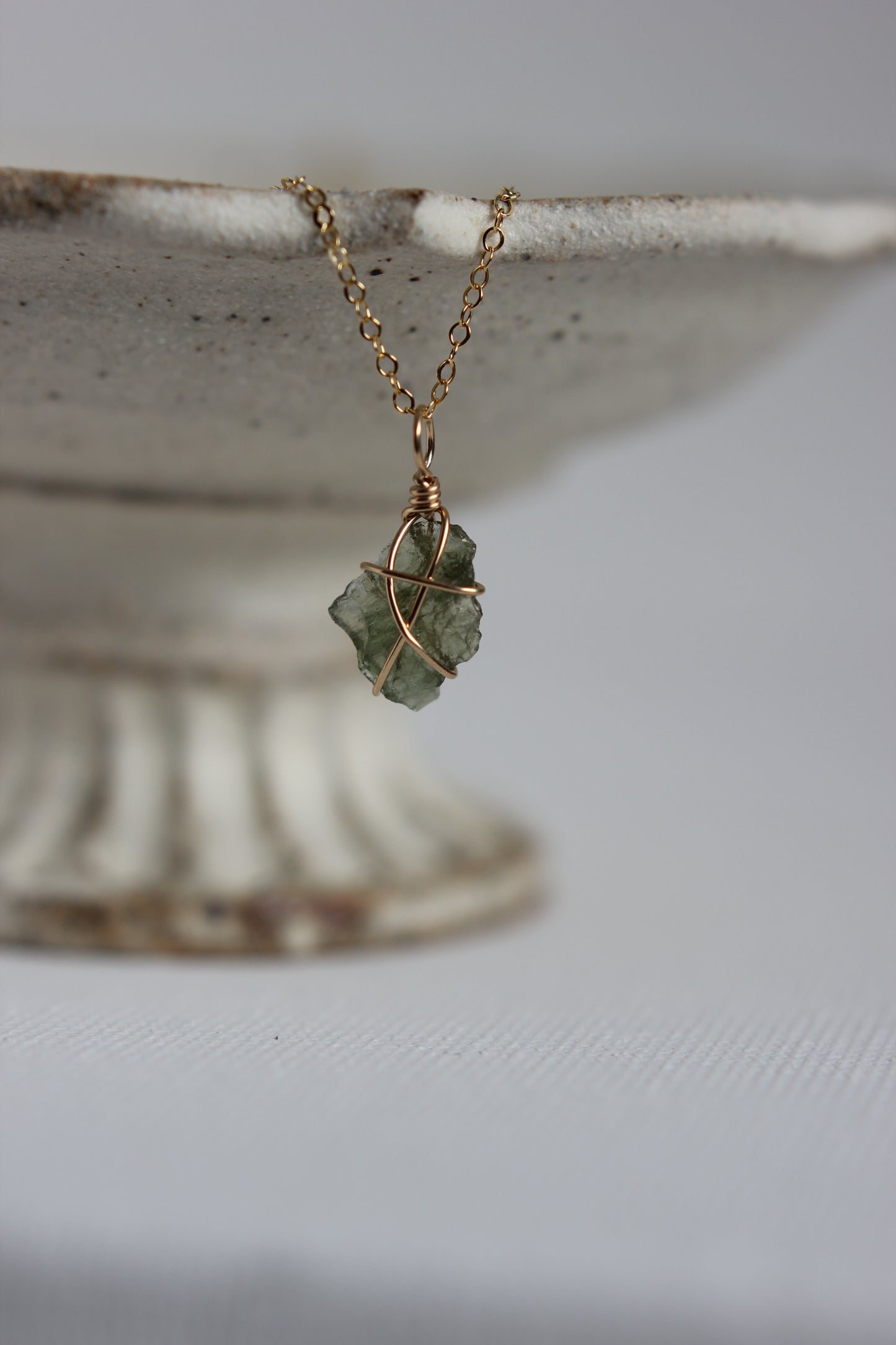 Moldavite Necklace Charm | gold-filled