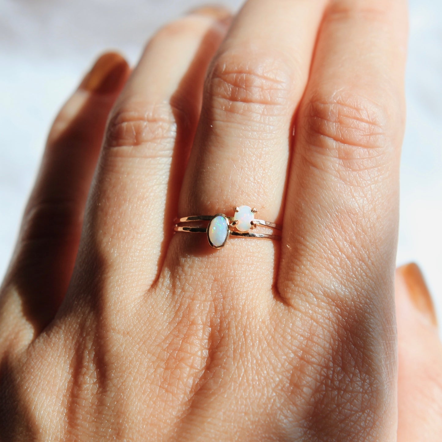 Tiny Opal Rings - Gold Filled   | ONE OF A KIND & READY TO SHIP