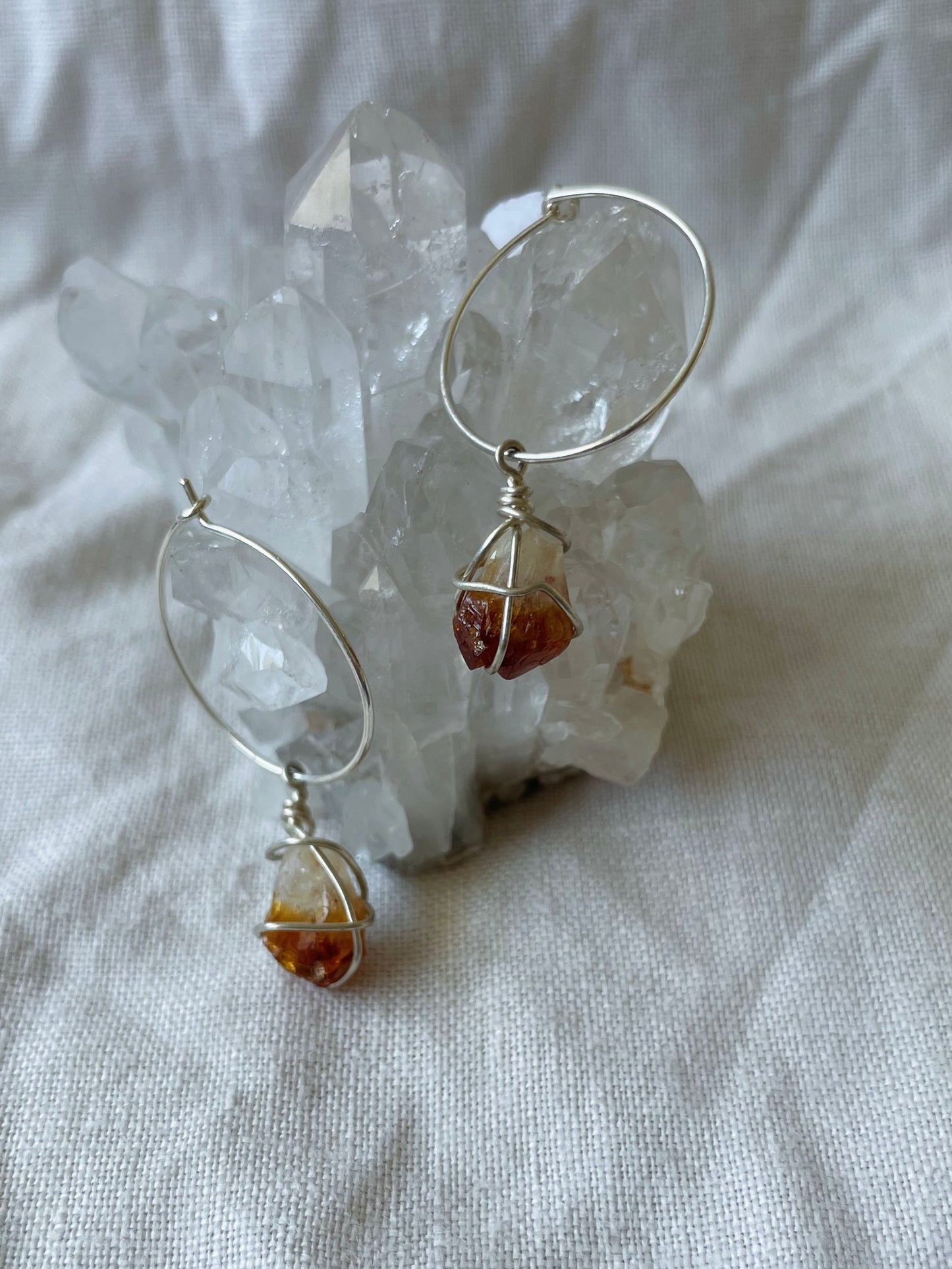 Citrine Hoops - Sterling Silver | ONE OF A KIND & READY TO SHIP