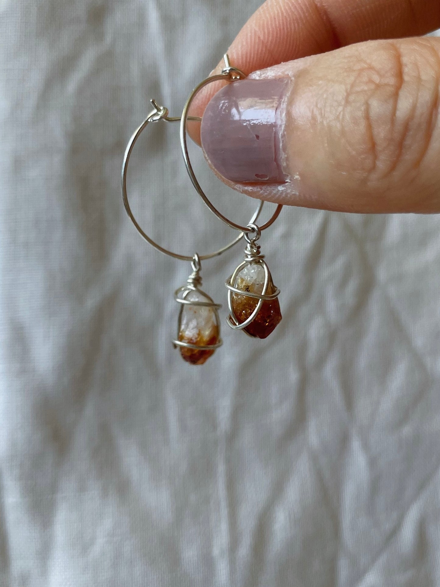 Citrine Hoops – Sterling Silver | ONE OF A KIND & READY TO SHIP